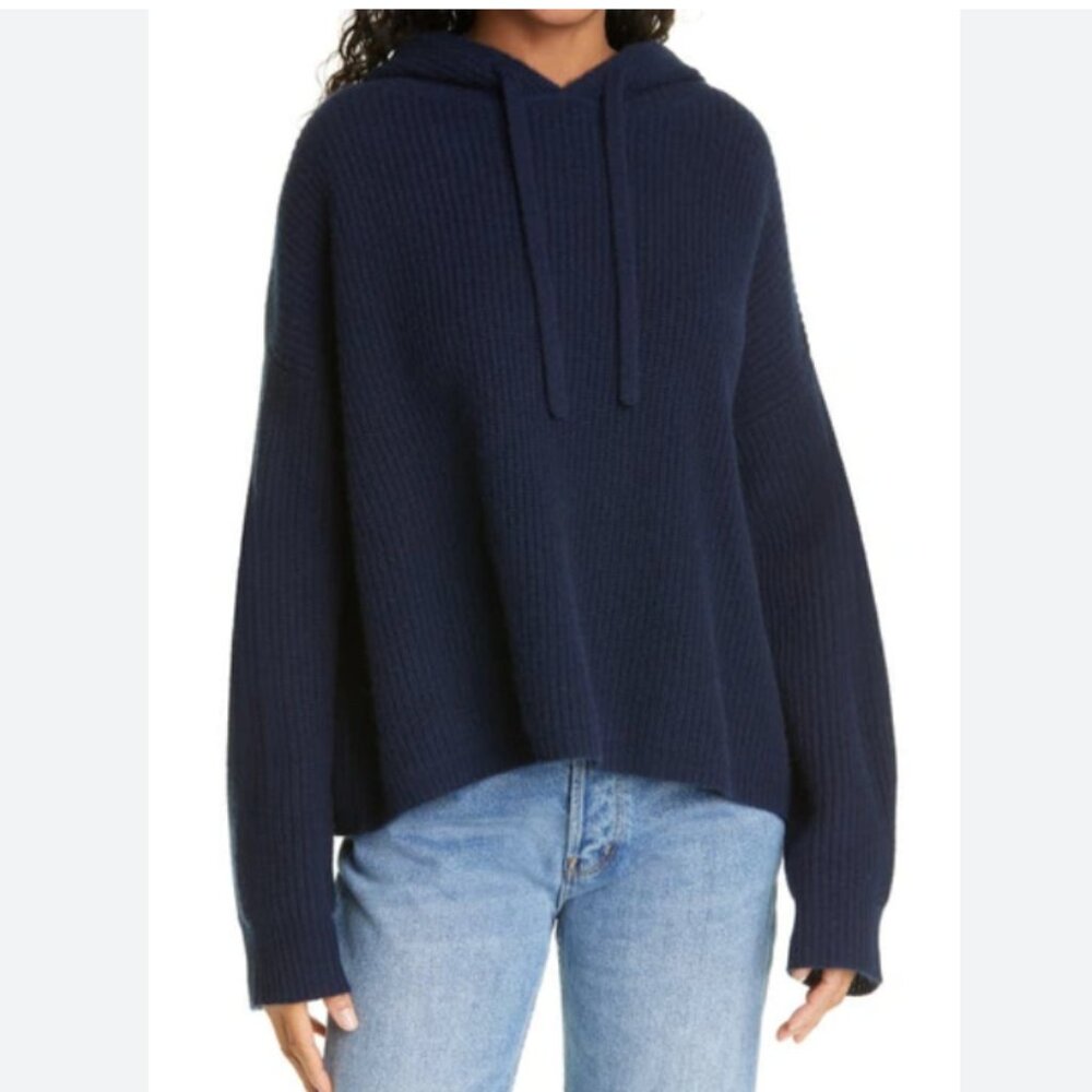 Jenni Kayne Navy Blue Hooded Cashmere Sweater